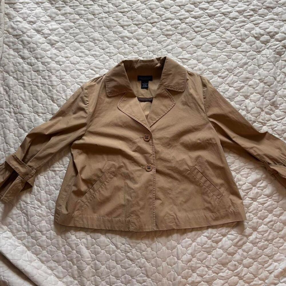 Rafaella Petite Women's Large Petite Tan Cotton Button Up Jacket Shacket Utility